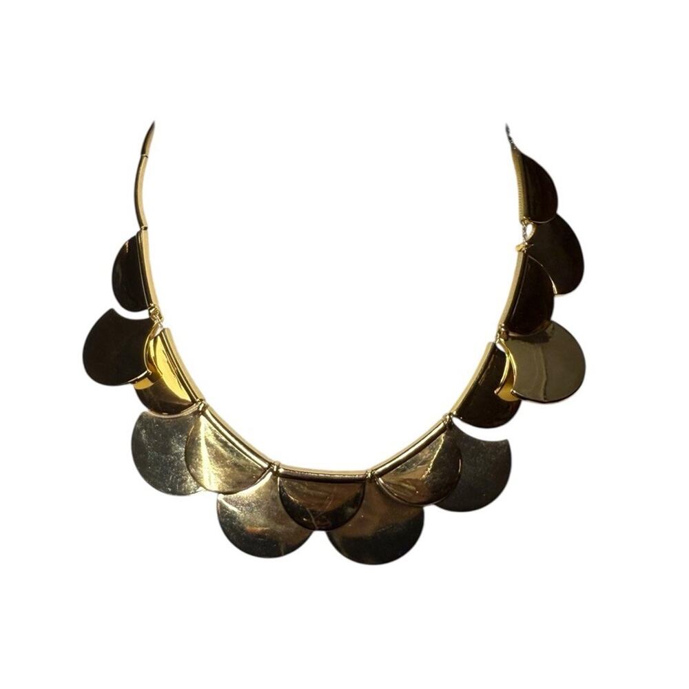 Kate Spade Gold Scallop Statement Necklace Collar‎ Chunky Retired Y2K